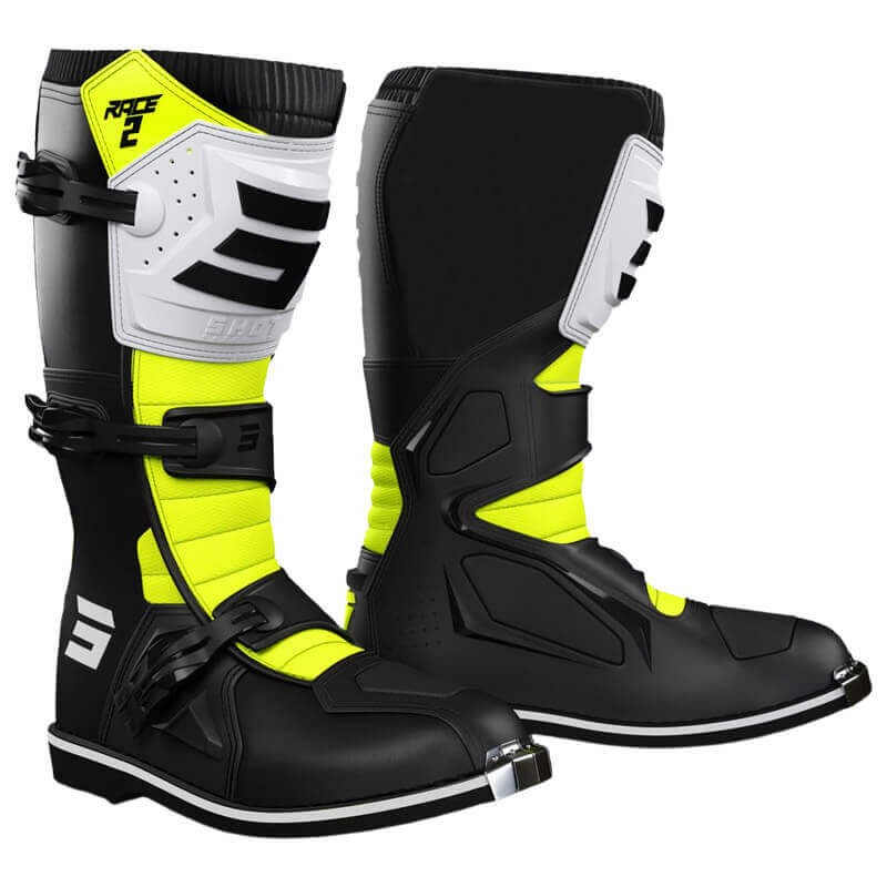 Детски ботуши SHOT RACE 2 Black/White/Neon Yellow