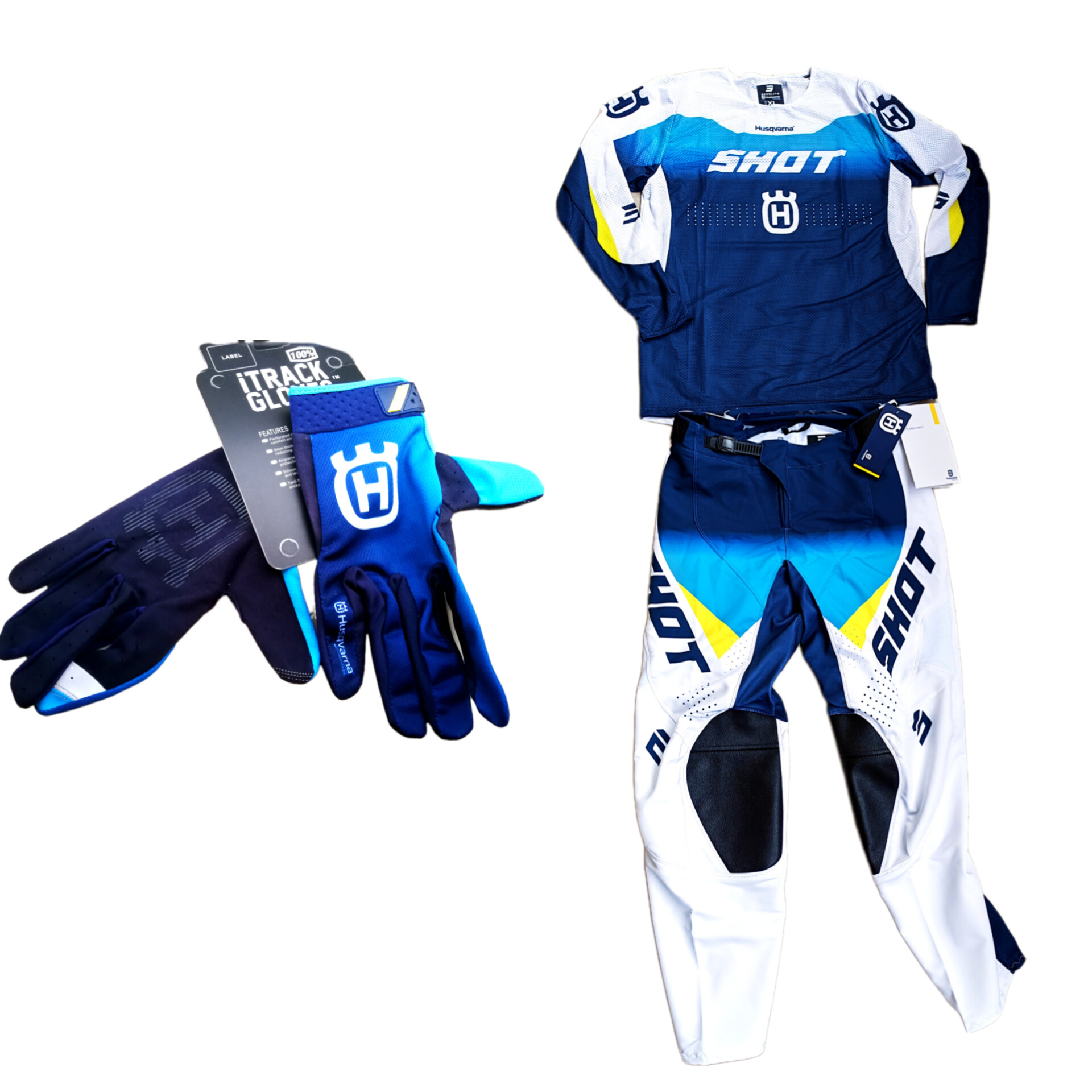 КОМПЛЕКТ ПАНТАЛОН,БЛУЗА,РЪКАВИЦИ HUSQVARNA SHOT Aerolite син
